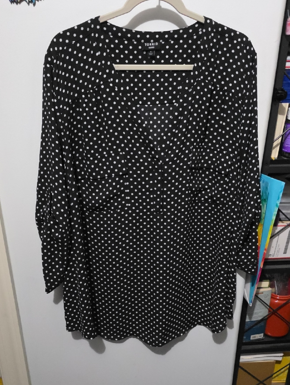 torrid Black and White Polka Dot Tunic Blouse